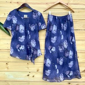 Vintage 2-Piece Blouse and Skirt Set Periwinkle 8P